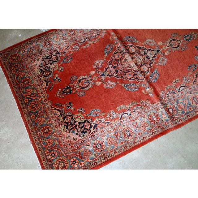 Textile 1910s, Handmade Antique Persian Sarouk Rug 3.4' X 5.3' For Sale - Image 7 of 8