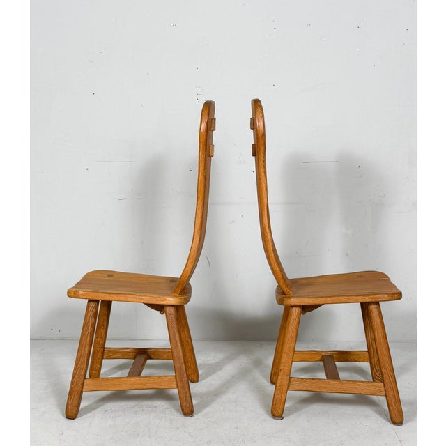 Vintage Brutalist Chairs in Oak from De Puydt, 1970s, Set of 6 For Sale - Image 6 of 16