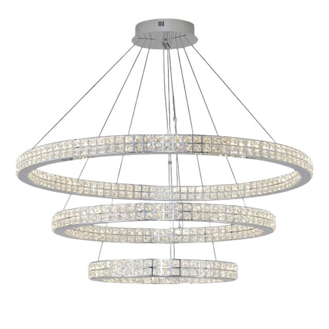 Collection Cerchi Di Luce Chandelier in Metal and Crystal by Jago For Sale
