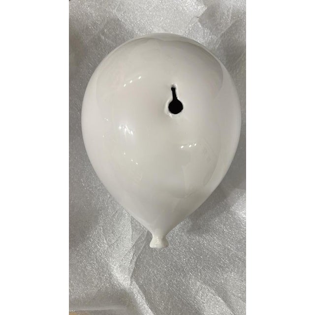 Ceramic White Glossy Ceramic Balloon Sculpture for Wall or Ceiling Installation, 12" For Sale - Image 7 of 11