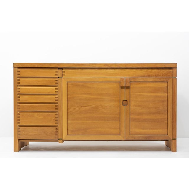 Brown Vintage Elmwood Sideboard R13A by Pierre Chapo, 1980s For Sale - Image 8 of 17