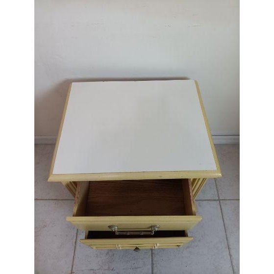 Vintage Hollywood Regency Nightstand Two Drawer Yellow Color For Sale - Image 4 of 9