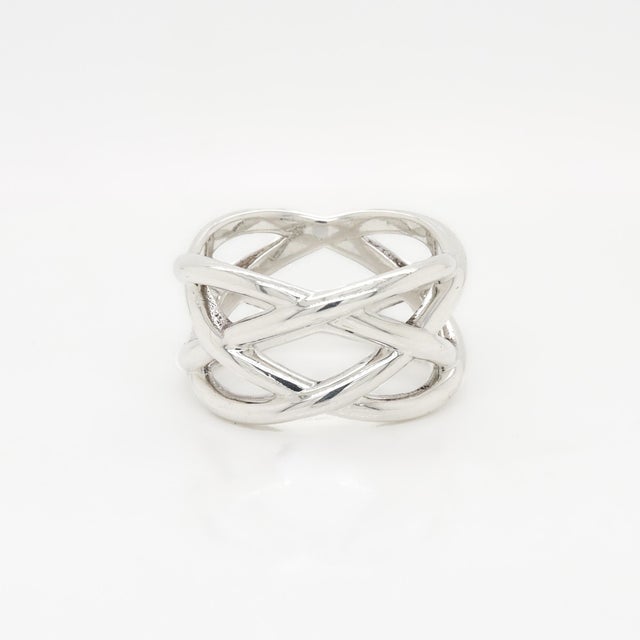 Tiffany and Co. Vintage Tiffany & Co. Sterling Silver Braided Crisscross Ring For Sale - Image 4 of 15
