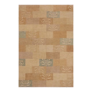Modern Gabbeh Tan/Blue Wool Rug - 9'11'' X 13'7'' For Sale