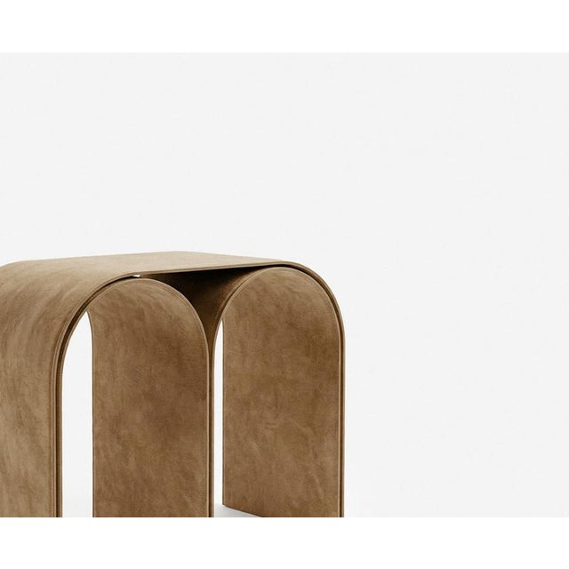 Not Yet Made - Made To Order Nabuck Arch Stool in Steel and Leather by Pietro Franceschini For Sale - Image 5 of 6