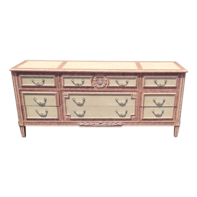 1990s Baker Furniture Painted French Dresser For Sale