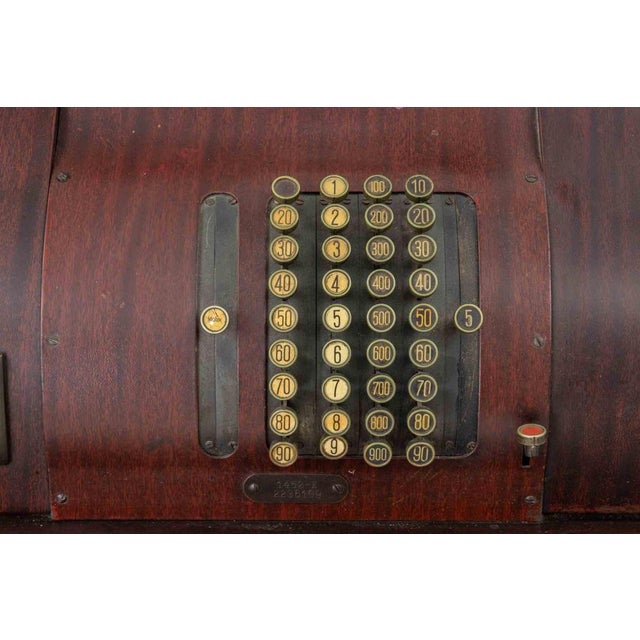 Antique National Cash Register in Mahogany and Brass, Italy, 1930s For Sale - Image 11 of 12