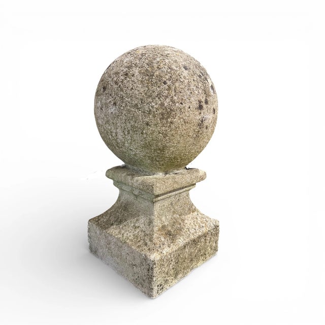 19th Century 19th Century Pair of French Antique Stone Ball Finials For Sale - Image 5 of 5