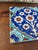 1970s Hand-Painted Glazed Ceramic Tile With Ottoman Floral Motif in Cobalt and Turquoise. For Sale - Image 5 of 8