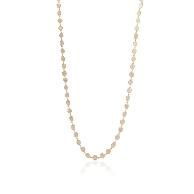 Not Yet Made - Made To Order 18k Yellow Gold 4.27ct Natural Uncut Diamond Slice Station Necklace 18 Inches For Sale - Image 5 of 14