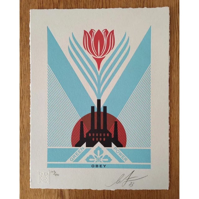 Shepard FAIREY (Obey) Green Power Factory (Letterpress) Letterpress printing (Letterpress) Signed by Shepard Fairey...