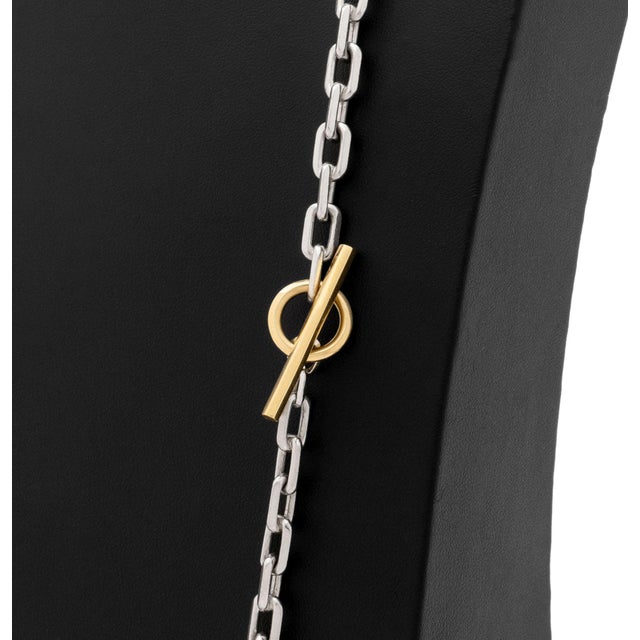 925 Silver 18k Yellow Gold Paper Clip Necklace For Sale In New York - Image 6 of 8