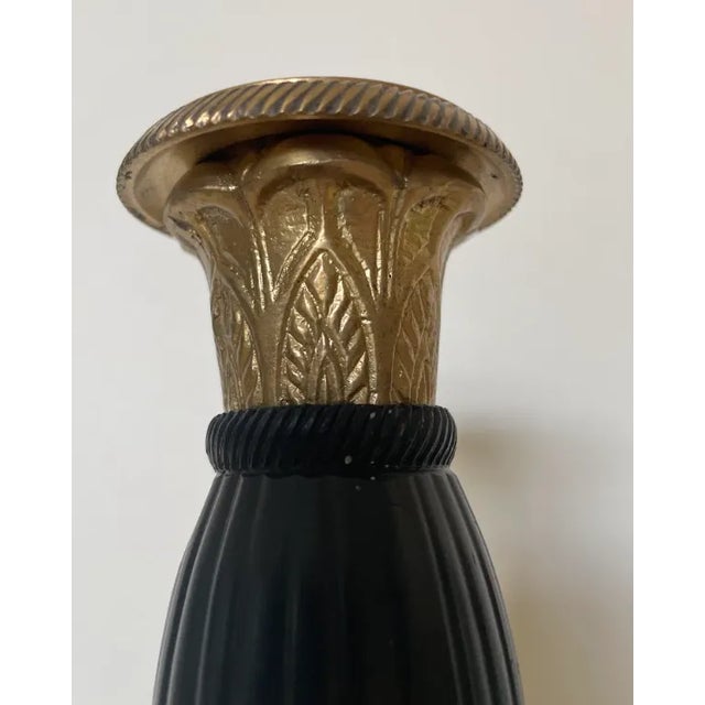 Vintage Late 19th Century Solid Brass and Black Candlestick For Sale - Image 4 of 8