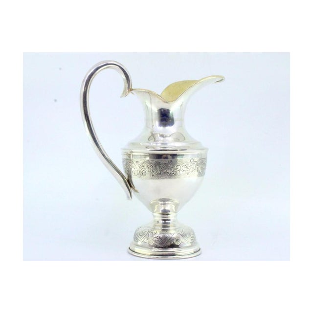 Metal Silver Water Jug with Engravings For Sale - Image 7 of 8