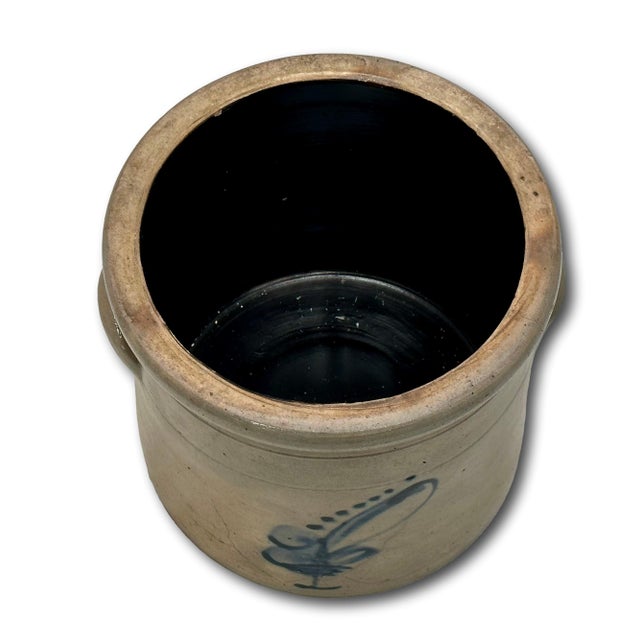 Late 19th Century Antique Small 1 Gallon Size American New England Blue Decorated Stoneware Storage Jar - Circa 1870s For Sale - Image 5 of 18