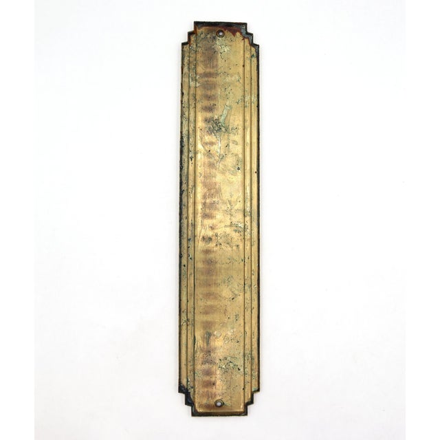 Art Deco Vintage 15 In. Art Deco Polished Brass Door Push Plate For Sale - Image 3 of 3