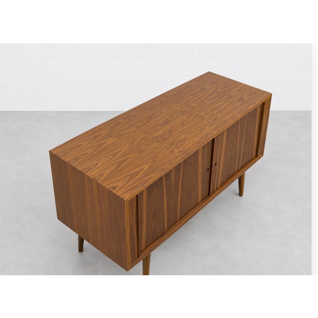 Apartment Sized Mid Century Modern Credenza | Walnut Sideboard by Bruno Hansen, Made in Denmark For Sale In New York - Image 6 of 12