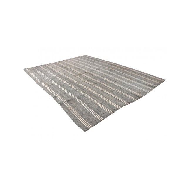 Mid-Century Modern Large Vintage Gray Kilim Rug - 9`5″ X 12`2″ For Sale - Image 3 of 6