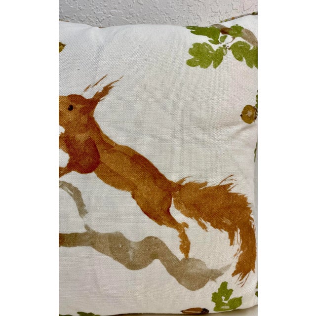 Pair of 16” Square Pillows With a Squirrel Print - Made in U K For Sale - Image 10 of 11