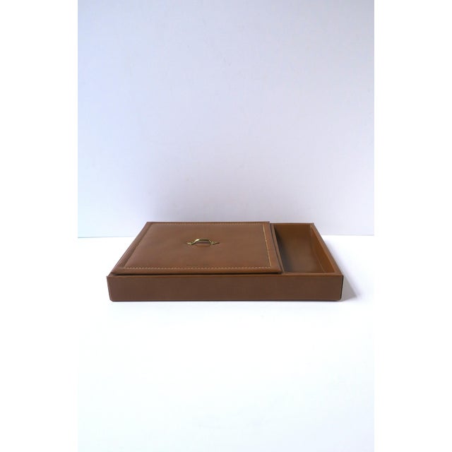Tan Leather Jewelry Box, Midcentury For Sale - Image 8 of 12