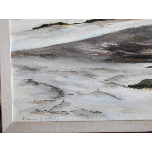 Brown Vintage Original Pacific Coast Oil Painting by Raymond Zurfluh For Sale - Image 8 of 11