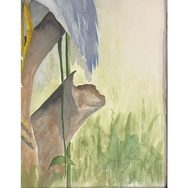 Paint Signed and Framed Original Watercolor Painting of 'A White Heron' by Joan Porter C1997 For Sale - Image 7 of 15