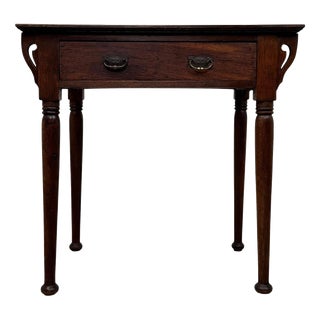 Antique English Art Nouveau Oak Side Table For Sale