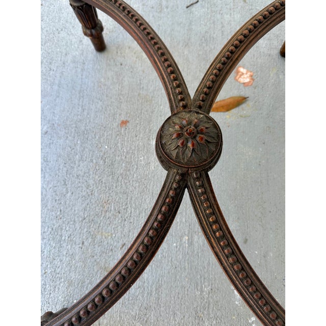 Antique Louis XVI Style Oval Carved Mahogany and Marble Top Coffee Table, Side Table For Sale - Image 9 of 12