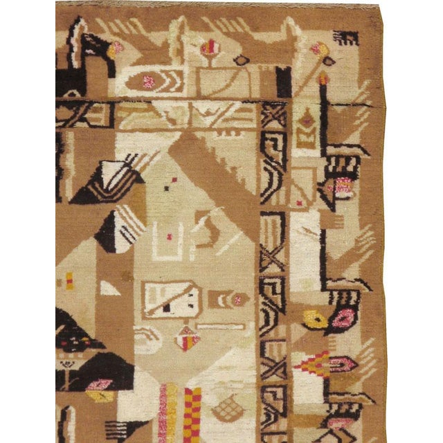 A vintage Indian Deco carpet from the second quarter of the 20th century inspired by Edward McKnight Kauffer.