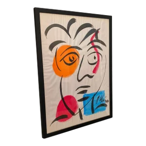 1970s Vintage Abstract Portraiture, Contemporary Original Artwork by Peter Robert Keil, Framed