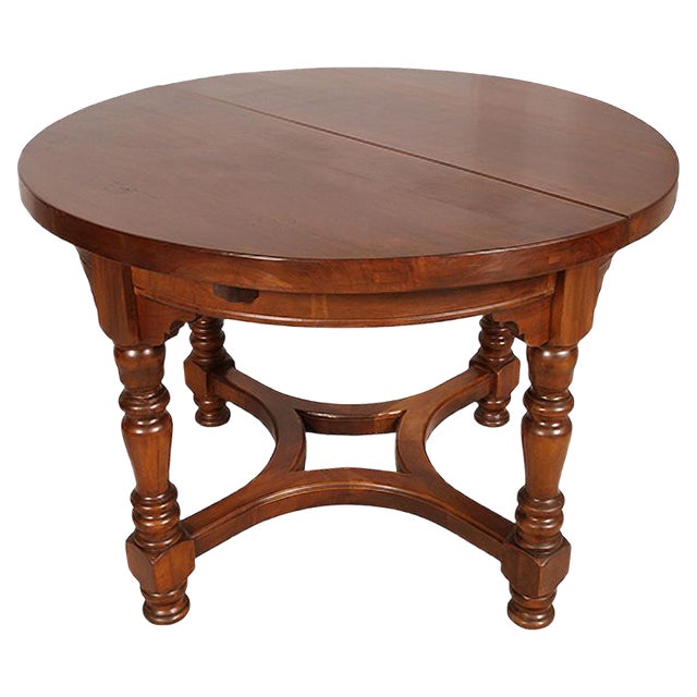 Round Antique Walnut Extendable Table from Ebanisteria di Bassano, 1800s For Sale