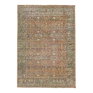 2020s Apadana's Persian Tabriz Style Handmade Floral Wool Rug With Copper Field For Sale