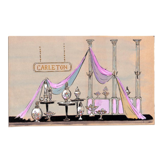 Lanvin of Paris Original Circa 1950s Advertising Watercolor Artwork For Sale