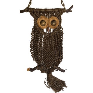 1960's Macrame Owl Hanging Wall Art For Sale