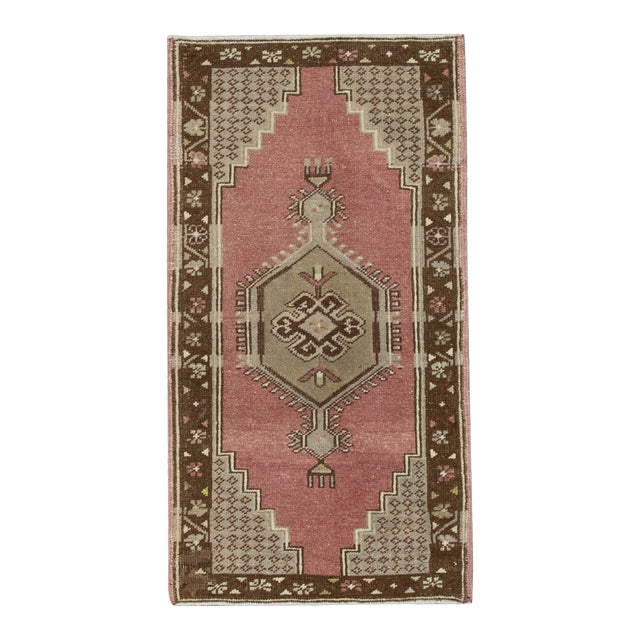 Oriental Hand Knotted Rug Turkish Mini Rug 1'8" x 3'1" For Sale