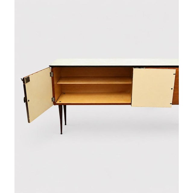 Wood Italian Sideboard with Glass Top in the Style of Vittorio Dassi For Sale - Image 7 of 8