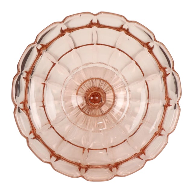 Art Deco Pink Rosaline Pressed Glass Fruit Bowl, 1930s For Sale - Image 10 of 16