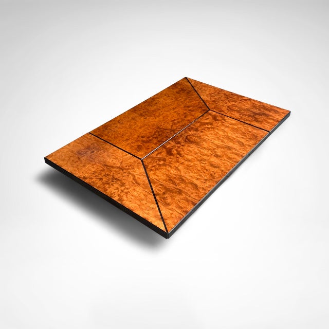 Hollywood Regency Burl Wood Coffee Table with Bar by Paul Michel for Roche Bobois, 1980s For Sale - Image 3 of 10