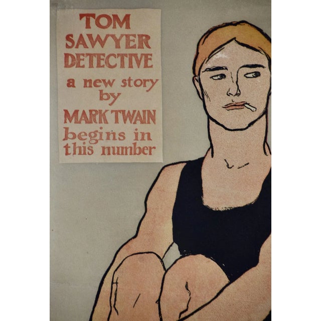 Tom Sawyer Detective by Mark Twain: 19th C. Framed Colored Poster by Edward Penfield, 1897 For Sale - Image 4 of 7