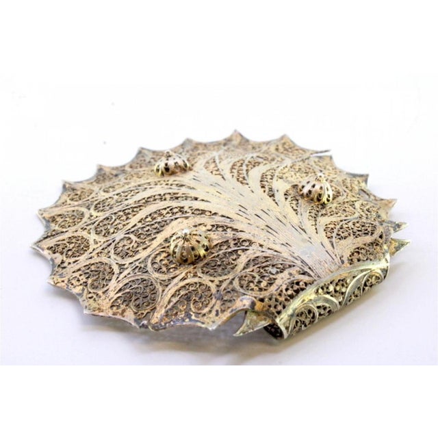 Filigree Silver Ring with Portuguese Symbols in Enamel and Ball-Shaped Feet For Sale - Image 3 of 7