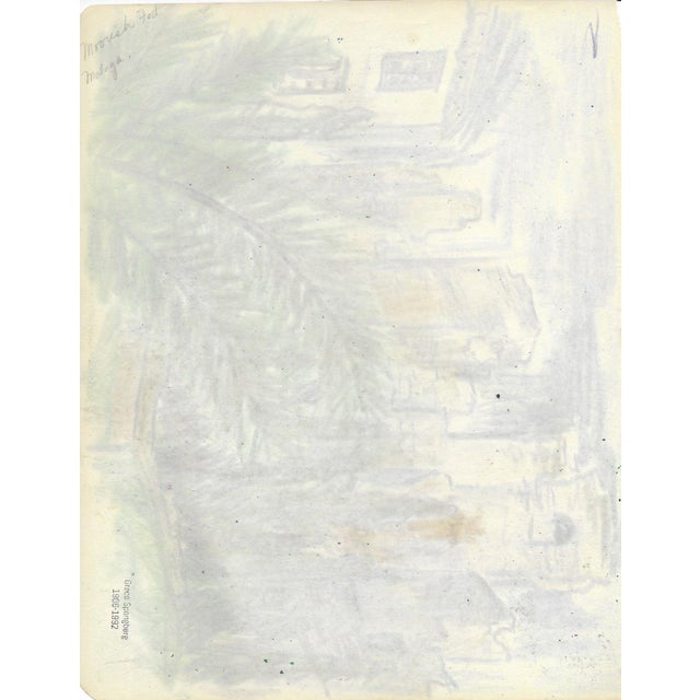 Boho Chic 1940s Grace Spongberg Alcazaba Fort Malaga Spain Drawing For Sale - Image 3 of 3