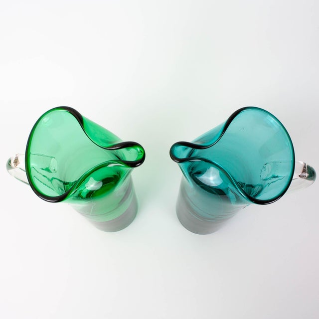 Portuguese Turquoise Glass Jug, 1960s For Sale - Image 18 of 18