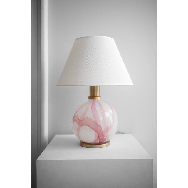 Pink Swirl Murano Glass Table Lamp, Italy, 1980s For Sale - Image 6 of 6
