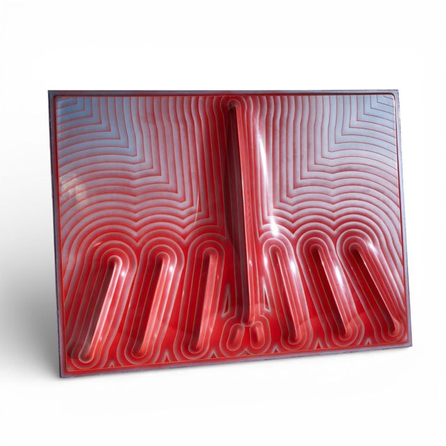 J. McCarthy Mid Century 1977 Strawberry Fields Large Red Fiberglass Wall Art This wall art measures: 98 wide x 73 deep x 8...