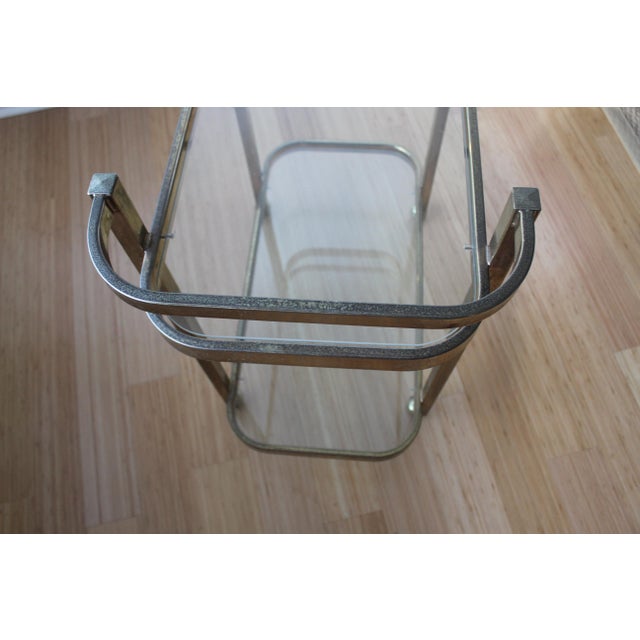 1970s Milo Baughman Style Brass and Glass Bar Cart For Sale - Image 9 of 12