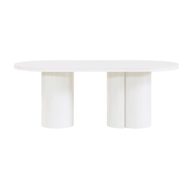 Elora White Lacquer Oval Dining Table For Sale - Image 10 of 10