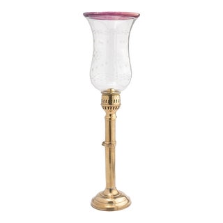 German Silver Convertible Candlestick/Sconce Hurricane Lamp With Glass Shade (1830-50) For Sale