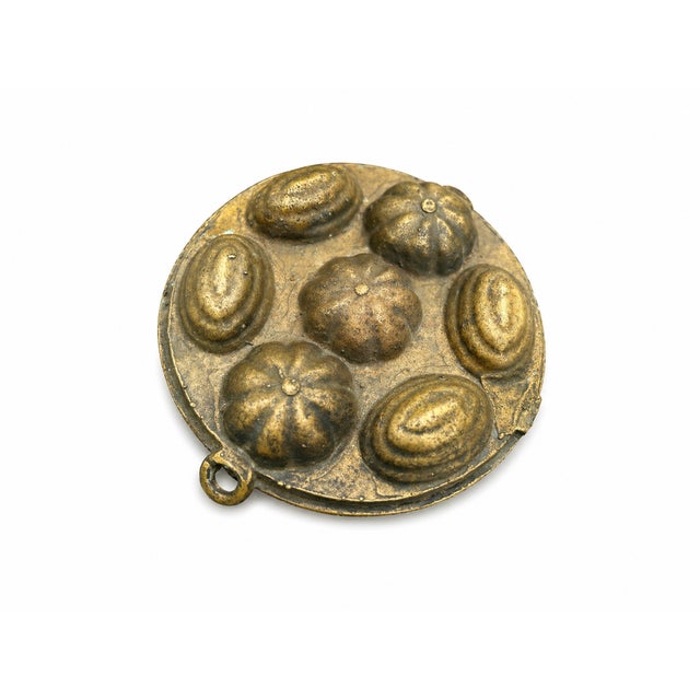 Antique Primitive Brass Food Mold | European Jelly Mold With Floral & Oval Forms | Rustic Kitchen Decor For Sale - Image 4 of 4