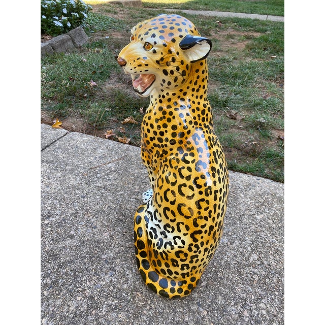 Mid 20th Century Mid 20th Century Large Italian Ceramic Leopard For Sale - Image 5 of 13