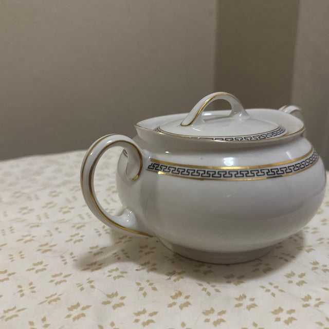 Heinrich & Co. 1970s Greek Key Design Porcelain Sugar Bowl For Sale - Image 4 of 10